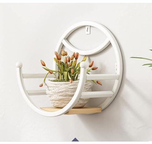 DDNGEJ Blumenständer aus Eisen, an der Wand montierter Pflanzenhalter für den Innen- und Außenbereich, dekorativer Pflanzenständer mit Lagerregal aus Schmiedeeisen, id