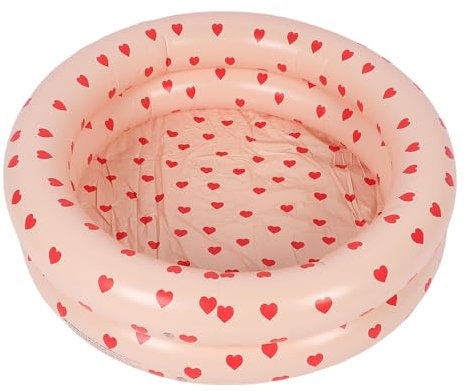 Fockety Piscine Gonflable, 87 Cm, Pliable, en PVC épais, avec 2 Anneaux, Pompe, Pataugeoire pour Filles et Garçons, Jeux d'eau Intérieurs et Extérieurs, Piscine à Balles, Jouets pour (Coeur Rouge)