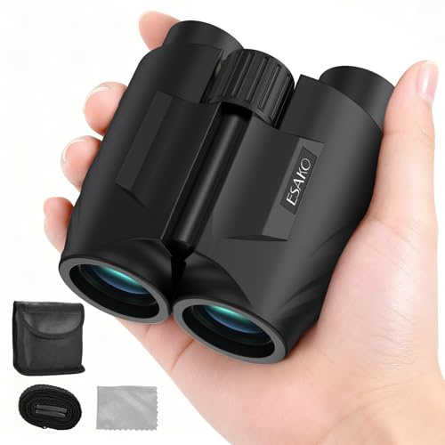 ESAKO Prismáticos de alta potencia de 12 x 30 para adultos y niños, prismáticos compactos e impermeables con visión de poca luz y ocular grande, prismáticos pequeños de fácil enfoque para observación