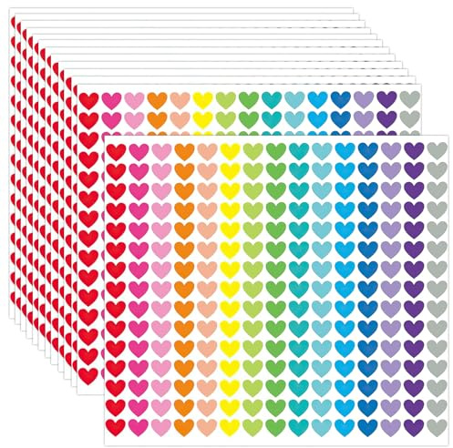 18 Sheets Heart Stickers, Rainbow Stickers, Scrapbook Sticker Love, Cute Reward Stickers, Self Adhesive Sticker for Scrapbook Gifts Packaging Valentine, Party Favours, Scrapbooking