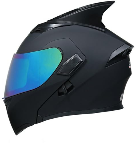 Casque Flip-Up intégral Casque Rabattable Integral Double visière Casques Modulable intégraux Casques modulables approuvé ECEDOT Hommes Femmes Casque Flip-Up Motocross E,XXL:63-64CM