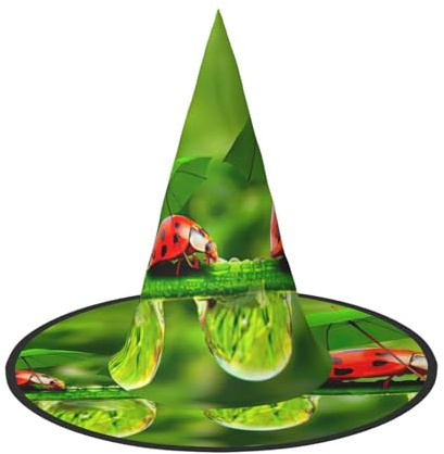 Lustiger Marienkäfer mit Regenschirmen, bedruckt, Halloween, breite Krempe, faltbarer Hut, geeignet für Cosplay, Maskerade und Karneval, 1 Stück