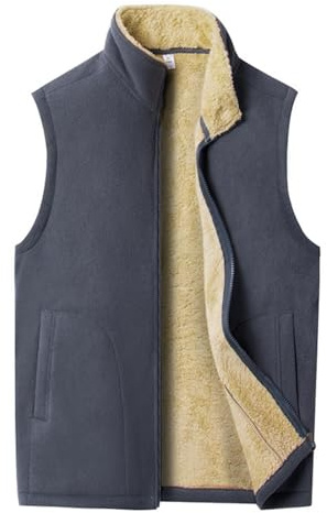 SOOUICKER Weste Herren Fleece Outdoor Fleeceweste Warm Gefüttert Arbeitsweste Winter Fell Winterweste Arbeit Sport Fleecejacke Ärmellos Vintage Übergangsjacke Ohne Ärmel