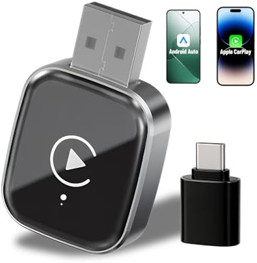 Swiftctrl 2 en 1Adaptador inalámbrico CarPlay, Adaptador inalámbrico para Android Auto y Apple Carplay, Convierte Apple Carplay con Cable en inalámbrico, Plug & Play, iOS 10+/Android 11+, USB y Tipo