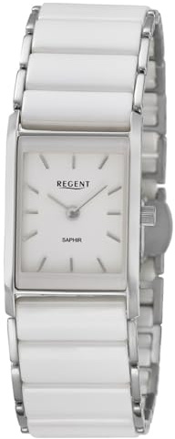 REGENT Damen-Armbanduhr Edelstahl/Keramik Weiß F-1581