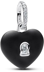 PANDORA Moments 794424C02 - Colgante de cerámica con forma de corazón de cerámica y circonita, compatible con Me y Moments, color negro mate