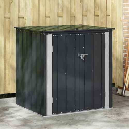 IKAYAA Armario Exterior con Cerradura Cobertizo de Jardín Exterior 101,5 x 82 x 100 cm Caseta de Jardín Exterior Metálica para Almacenamiento de Herramientas para Patio Terraza Negro