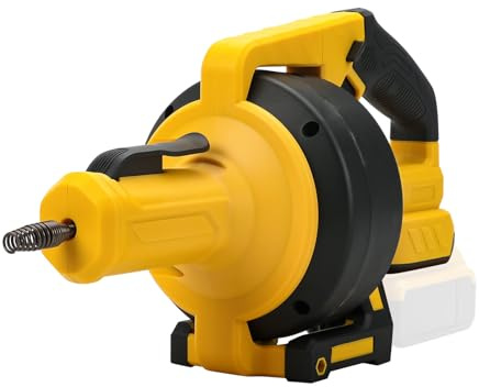 Taladro de drenaje inalámbrico compatible con Dewalt 20 V, serpiente de drenaje con cable reemplazable de 7 m, adelante/atrás, luz LED, herramienta de limpieza de obstrucciones de drenaje para