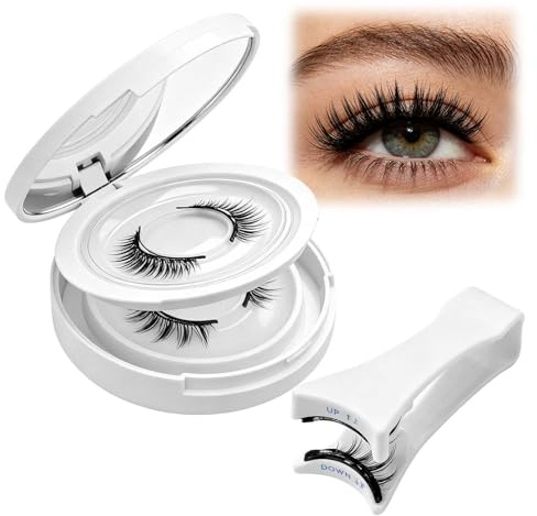 Borrma Magnetiska ögonfransar med naturligt utseende med applikator-magnet, ögonfransar, naturligt återanvändbara med applikator, inget lim, inget lim eller eyeliner lätt att bära ögonform (1 par