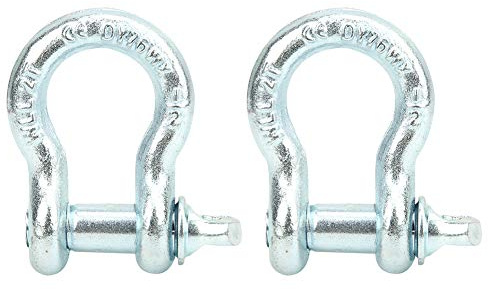 Zymothrix G209 Alloy Steel Heavy Duty Bow Shackle, Marine Lifting D Ring Shackle, Galvanized Towing Accessory with High Strength for Rescue Tie Downs, 10 kN Load Capacity (2t (2pcs sold per piece))
