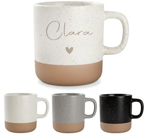 Love Faith personalisierte Steingut-Tasse 360 ml - Namen oder Wunschtext | Gemütliche Steingut-Tasse mit deinem Wunschtext - Schönes Geschenk für Freunde & Familie, spülmaschinenfest, 360ml