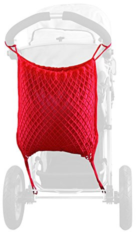 sunnybaby 12176 - Einkaufsnetz, Universalnetz für Jogger - Kinderwagen | mit praktischem Sichtschutz/Innenfutter | universeller Ankerverschluss - Farbe: ROT | Qualität: MADE in GERMANY