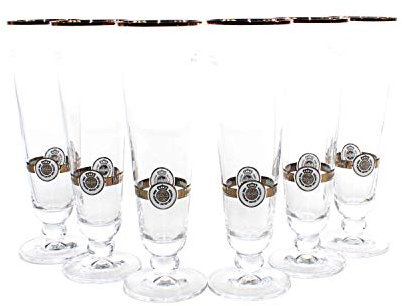 WARSTEINER Vasos 6 x 0,2 L No Cerveza tulipán con Borde Dorado ~ MN 626 1224