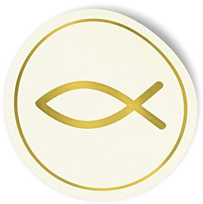 24x itenga Sticker Aufkleber Fisch Taufe Kommunion Konfirmation Firmung Gastgeschenk für Jungen und Mädchen (Gold Hochglanz)