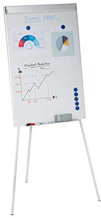 Relaxdays Flipchart Whiteboard, magnetisch, höhenverstellbar, Dreibein, Stifte-Ablage, Alu-Rahmen, HxB: 90 x 60 cm, weiß