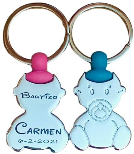 regalo grabado Llavero Bebe para bautizo, PESONALIZADO con nombre, fecha. Unidades 10