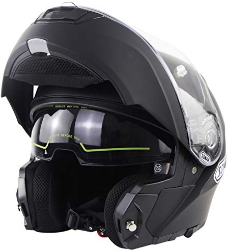 ZLYJ Motorcycle Modular Flip Up Helmet, ECE Approved Motorcycle Full Face Helmet,HD Dual Sun Visor Motorbike Helmet,Flip Up Front Crash Helmet G,XXXXL(65-66cm)