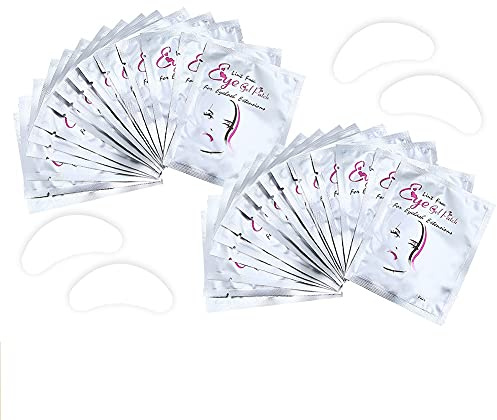 Eye Gel Pads, Lint Free Eyelash Pads, 100 Pairs Under Eye Gel Pads for Pro Salon and Individual Eyelash Extension (Silver)