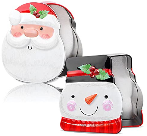 2 Stück Weihnachtsdose Box Blechdose für Weihnachtskarten aus Metall, Keksdose mit Deckel Weihnachtsdose Candy Box,Weihnachtsdosen Weihnachten kleine Box Eisen Box Verpackung Geschenkbox für Kekse