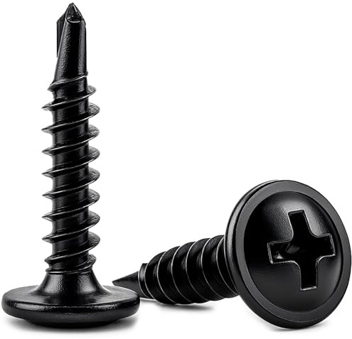 4.2mm x 16mm (Pack of 50) Black Self Drilling Phillips Wafer Head Screws Steel Self Tapping Screws for Metal Sheets Roofing Windows - M11A