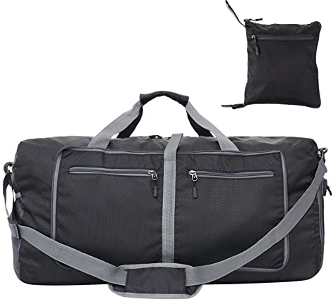 Faltbare Reisetasche von CestMall 70L verstaubare Sporttasche mit Kunststoffhaken und extra Schuhbeutel wasserdichte Wochenendtasche Übernachtungstasche leichte Reisetasche für Reisen Herren Damen