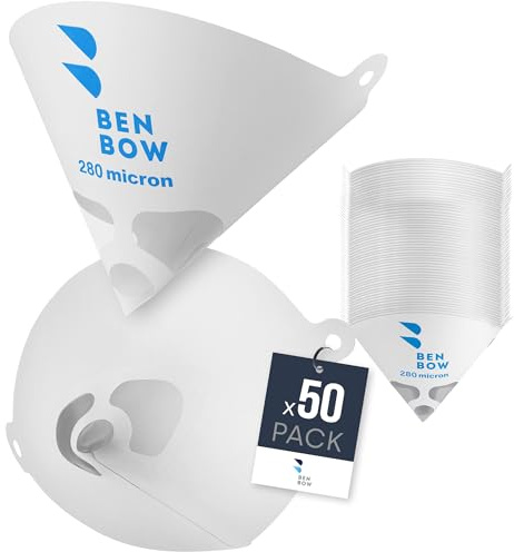 BenBow Lacksieb 280µ x 50 Stück - Einweg-Papierfilter mit Nylongewebe - zum Filtern von Lacken und Farben vor Verunreinigungen