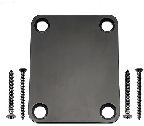 Musiclily Pro Stahl 4 Löcher Gitarre Halsplatte Neck Plate Schwarz | Hochbelastbar,für Strat Tele Style E-Gitarre oder Bass