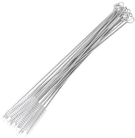 Lot de 20 Brosse à Paille Spirales en Acier Inoxydable avec Poils Souples pour Nettoyer Pailles Biberons Tubes Verre et Tubes à Essai 0,6 x 17 cm