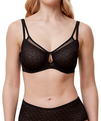 Triumph Damen Minimizer-BH Signature Sheer W01 EX, mit Bügel, ohne Polsterung, Verstellbare Träger, 85D, Schwarz