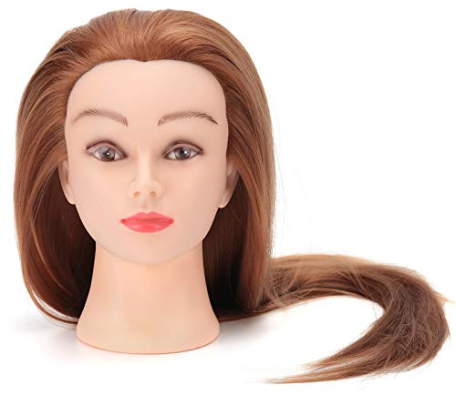 24 Inch Hairdressing Training Head Mannequin, 100% High Temperature Synthetic Fiber Hair with Clamp Stand, for Braiding Styling Cutting, Cosmetology Manikin for Hairdressers Beginners
