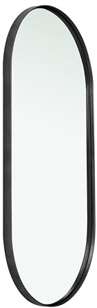 Home Selections Black Metal Framed Oval Mirror, 30 X 60 cm Wall Mounted Round Oval Mirror, for Bathroom Hallway Bedroom, Hangs Horizontally or Vertically