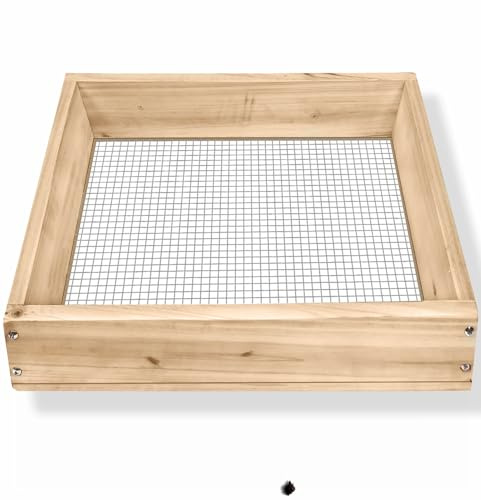 Soil Sifter,Dirt Sifter for Gardening Rock Sifter for Rocks Compost Sifter Wooden Sifting Screen,Garden Sieve for Pellet/Gravel/Soil/Leaves,Garden Tool 15.7 x11.8”x2.8” with 1/5” Mesh…