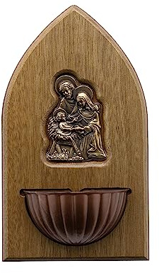 Intercession Wooden Holy Water Font - Holy Family