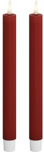 Deluxe Homeart Flammenlose LED-Kerze für den Innenbereich, 2 Stück, mit Real Flame™-Technologie, batteriebetriebene Kerzen (24 cm, rot)