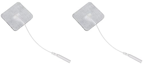 Promed Gewebe-Elektrode 40 x 40 mm, 4 Stück, selbstklebende Tens Elektroden mit 2mm-Stecker-Anschluss für TENS/EMS Geräte, wiederverwendbar (Packung mit 2)