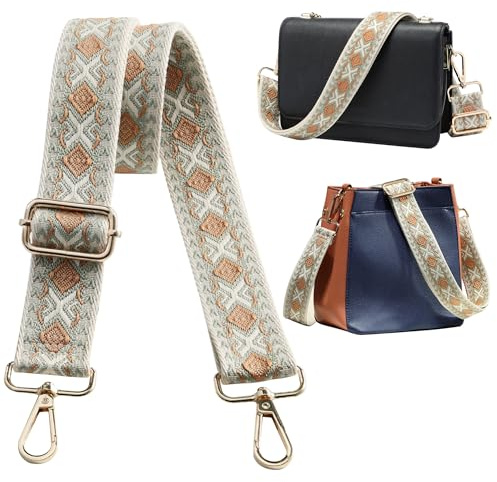 Navaris handväska 75–138 cm – bärrem för handväska – väskrem för byte – väskrem – handväskor rem – axelrem för väskor i khaki leopard, Bohemisk brun, 75-138 cm, modern