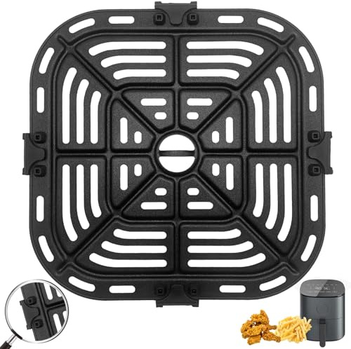 GWY Air Fryer Grill Pan for COSORI Air Fryer Pro LE 5 Qt, Non-Stick 8.3’’*8.3’’ Air Fryer Rack Replacement Parts Accessories Grill Plate Crisper Plate Tray with Rubber Bumpers, Dishwasher Safe