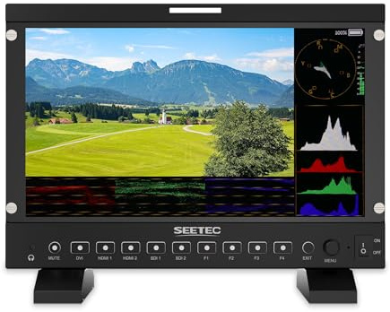 SEETEC P133 Pro Moniteur de Terrain pour caméra 13,3 Pouces avec 1000 nits, Moniteur de Diffusion pour Podcast avec entrée et Sortie HDMI 2.0 3G-SDI 4K 60Hz, 3DLUT HDR, Forme d'onde