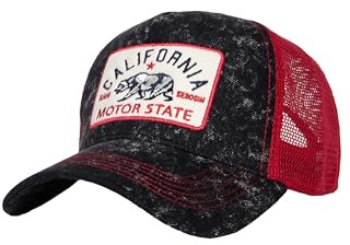 King Kerosin Gorra de camionero para hombre, vintage, de malla, lavado con ácido, aspecto desgastado, estado del motor, California, retro, gorra Snapback California
