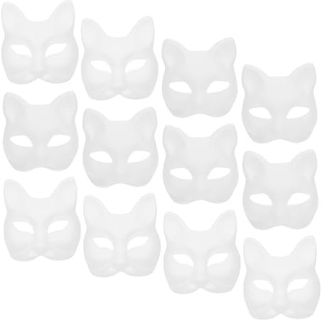 DIYEAH 12St Leere Maske Wolfsmaske Wolf-Cosplay-Maske tierische Halbmaske Leere handbemalte Maske DIY face mask Halloween mitgebsel Maskerade Maske weiß Halloween-Kostüm-Cosplay Papier