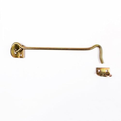 BK SHOP Sturmhaken mit Öse - 6 mm 300mm | 6 mm Galvanisierter Stahl, Wetterfest Gold Geeignet für Türen Tore Fenster Schränke