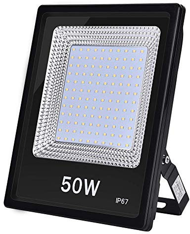 IUBGFTO Foco Proyector 50W, IP67 Impermeable, Proyector LED Industrial para Exteriores, 5000LM, Blanco Cálido 2800-3200K, Foco para Jardín, Garaje y Patio