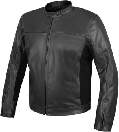 GUERRERO Chaqueta de Moto de Piel Negra Streetfighter con Protecciones Homologadas CE sz. M