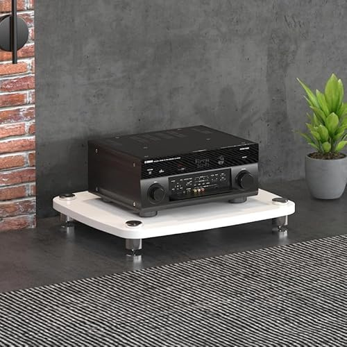 Hifi AV Media Stand, Av Tower Media Stand Supporto, Mobile Stereo Hi Fi Rack Hifi Mobiletto Porta Stereo Domestico A 1/2/3/4 Ripiani, Rack Audio Mobile Salvaspazio, Per Piccoli Spazi(White,H10cm/3.9in