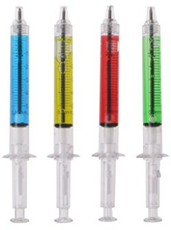 4 piezas novedad jeringa de inyección bolígrafo de gel tinta negra líquido estilo médico