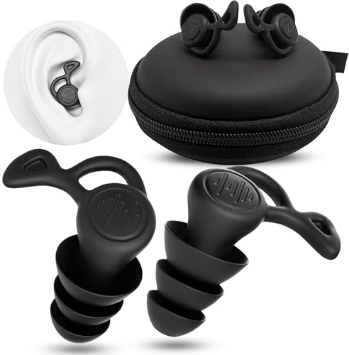 High-Fidelity Silicone Ear Plugs, 2 Pairs, 3-Layer Noise Reduction, 40 SNR Protection for Study, Work, Sleep, Concerts & Travel, with Aluminum Keychain Case