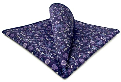 S&W SHLAX&WING Pañuelo de Bolsillo Ciruela Púrpura para Hombre Floral Elegante Fiesta Boda Tejido