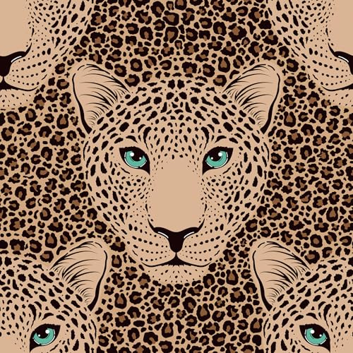 ReWallpaper Tapete Selbstklebend Tiere 44.5CMx7M Klebefolie Leopardenmuster Möbel Mustertapete Jugendzimmer Selbstklebende Folie für Türen Abnehmbare Klebetapete Badezimmer Wasserfest