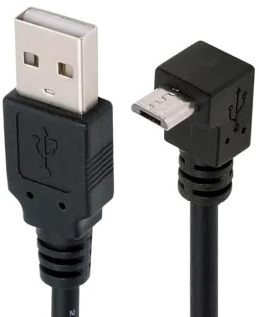 JSER Câble de Charge de données Micro USB 2.0 Type 5 Broches coudé à 90 degrés vers USB 2.0 Type-A 480 Mbps Données pour téléphone Tablette Ordinateur Appareil Photo (20 cm)
