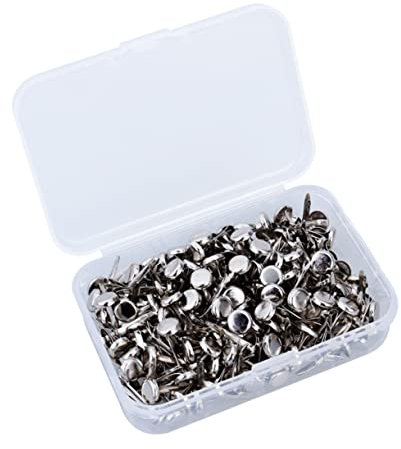 CORHAD 200stücke Metall-papierklammern Brads -Verschluss Aus Hochwertigem Metall Und Rostfrei Mit Aufbewahrungsbox Für Bastelarbeiten Scrapbooking DIY Silber